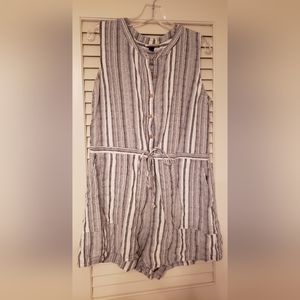 Gray and white striped sleeveless romper, Universal Threads size Large